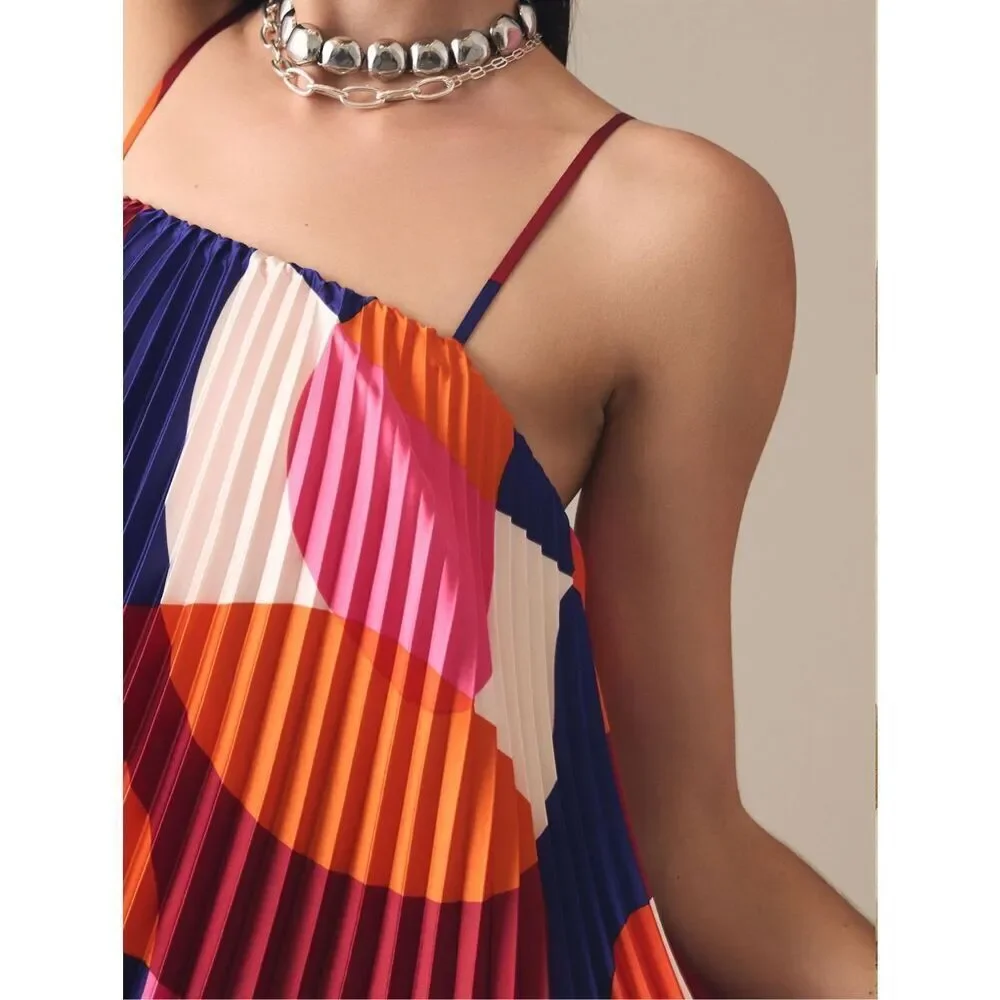 New Hutch Tiered High-Low Pleated Dress Size XS